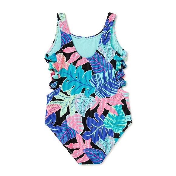 Girls One-Piece Tropical Printed Swimsuit - Picture 3 of 5
